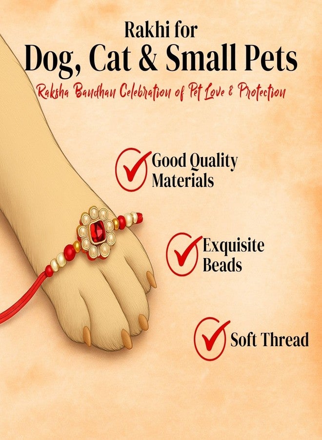 Sage Square Paw Bandhan Rakhi for Dog, Cat & Small Pets | Celebrate Bonds of Love This Raksha Bandhan | Cute Rakhi with Beads, Decorative Threads | Gift for Pet Lovers & Furry Companions (Type 20) - Image 4